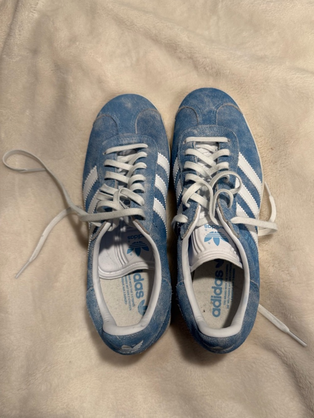 adidas Men’s Light Blue Suede Sneakers with White Stripes